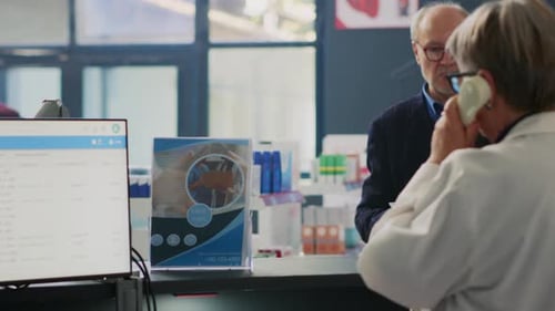 Pharmacist Speaking With Customer About Prescription