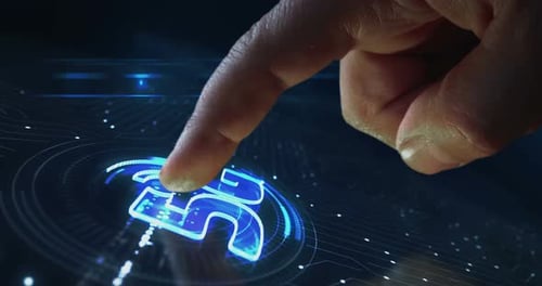 5G mobile network technology symbol digital 3d finger touch