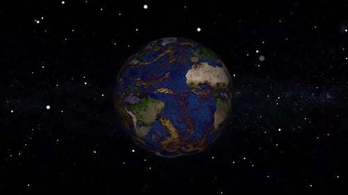 Seamlessly Rotating Planet Earth in Starry Space Background