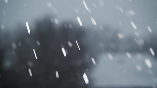 Nahaufnahmevideo von Schnee, der in einem Schneesturm fällt