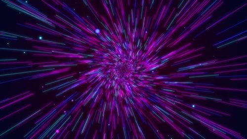 Neon Particles Warp Speed Hyperspace Tunnel Animation