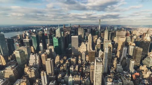 Cinematic And Majestic View Of Manhattan Cityscape, NYC, USA