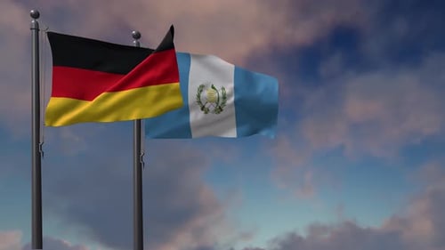 Germany and Guatemala National Flags Waving