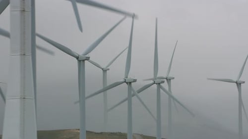 California Circa-2020. Stabilized Driving of Wind Turbines. with Cineflex Gimbal