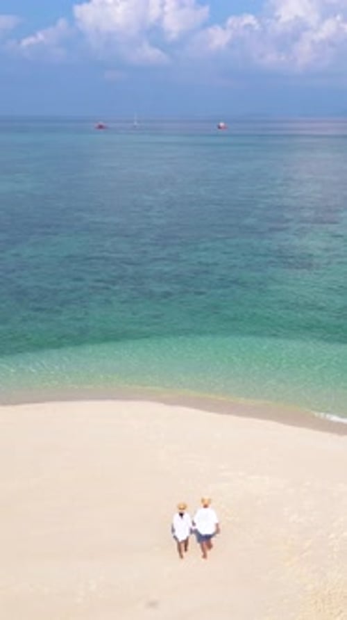 Couple on the Koh Lipe Island Thailand Beach a Tropical Island with a Blue Ocean