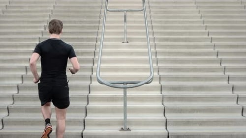 Man Running Up Steps for Fitness and Exercise