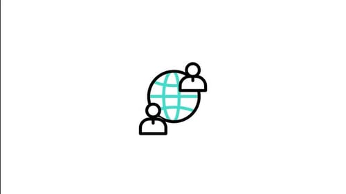 Animated Flat Design Global People Network Icon