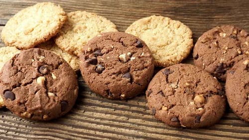 Assorted Cookies on Rustic Wooden Surface