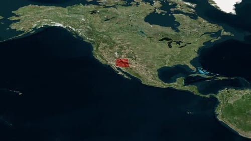 North America Map Zoom to Arizona Location Highlight