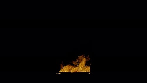 Burn Sammlung: Eine 4k-Aufnahme von Feuerwellen, die von einer Fensterfront auf schwarzem Hintergrund mit 120 Bildern pro Sekunde abklingen