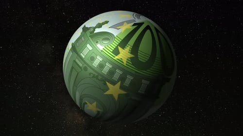 Le billet en euros comme planète dans l'espace