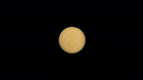 Golden Dollar Coin Spinning Seamless Loop Animation