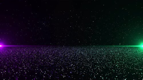 Abstract Digital Particles with Dynamic Purple and Green Light