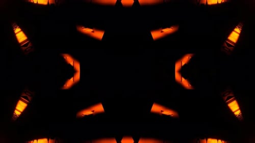 Orange And Red Cyberpunk Neon Kaleidoscope Motion Background Vj Loop In 4K