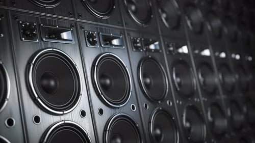 Studio Subwoofer Audio Speakers Playing Loud Sound 3d Animation