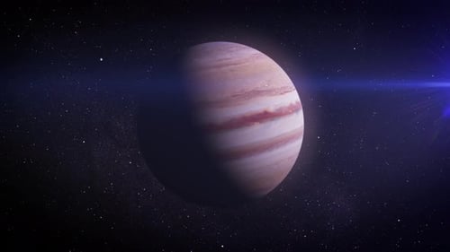 Planetary Rotation in Starry Space with Blue Lens Flare