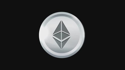 Rotating 3D Silver Ethereum Cryptocurrency Coin Animation