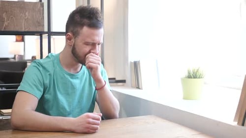 Sick Man with Cough Coughing