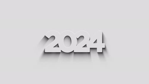 2024 year futuristic neon symbol 3d with shadow