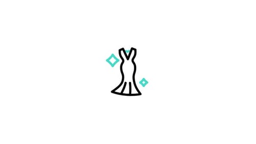 Elegant Line Art Wedding Dress Animation with Sparkles