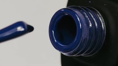 Dark Blue Nail Polish Brush Close Up