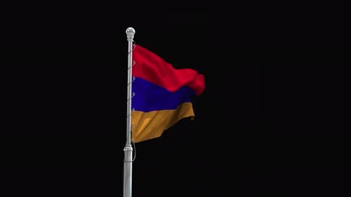 National Armenian Flag Waving on Flagpole