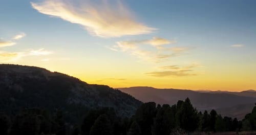 Mountain Lake Time Lapse in Summer or Autumn Wild Nature and Beautiful Sunset Moving Clouds Deep