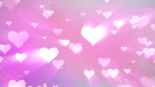 Glowing Pink Hearts Floating Romantic Love Background