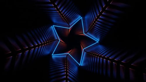 Blue And Orange Star Spiral Tunnel Background Vj Loop In HD