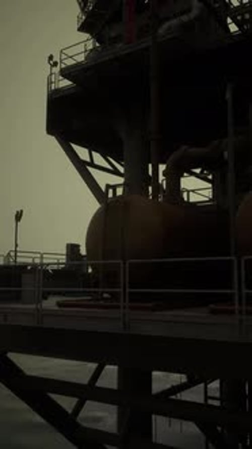 An Offshore Oil Rig Situated on a Pier Overlooking the Vast Ocean