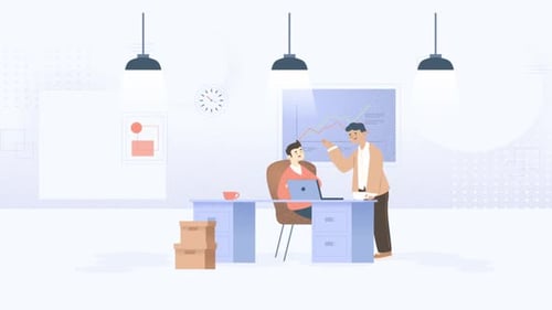 Animated Corporate Business Discussion in Modern Office