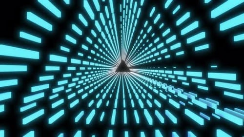 Colorful Particle Triangle Tunnel, 3d Digital High Speed Tech Particle Tunnel, Flying Through