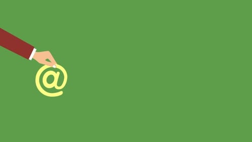 Animated Hand Holding Email At Symbol Icon