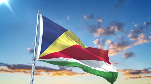 Realistic Waving Flag of Seychelles for National Representation
