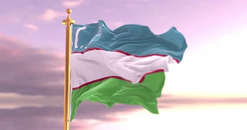 Uzbekistan Flag Realistic Waving Motion Graphic