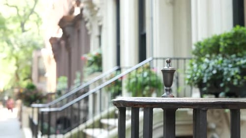 New York City Townhouse Building Brooklyn Heights Residential Brownstone House Architecture in USA