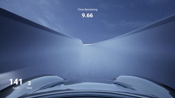 Screen of Car Racing Game with Sportscar Driving Fast Through ...