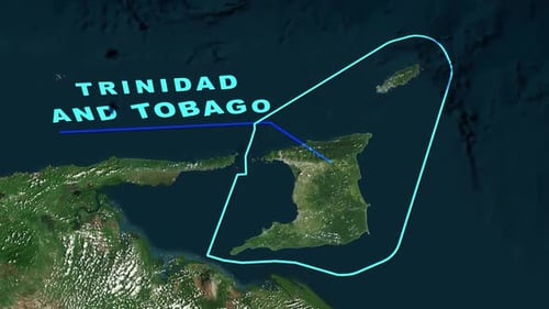 Earth Map Zoom to Trinidad and Tobago Location Reveal