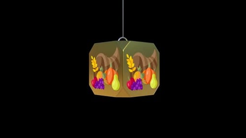 Looping Hexagonal Lantern with Harvest Symbols Decoration