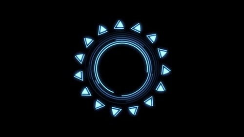 Futuristic HUD Circle User Interface Element with Rotating Triangles