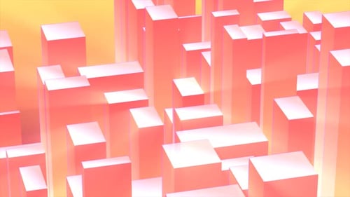 Abstract 3d cubes rectangles yellow orange sunny gradient. Video 4k, 60 fps