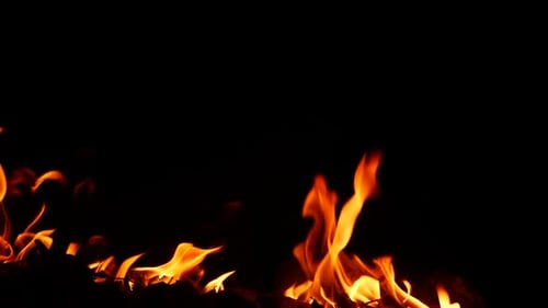 Blazing fire on a line, yellow flame produced
