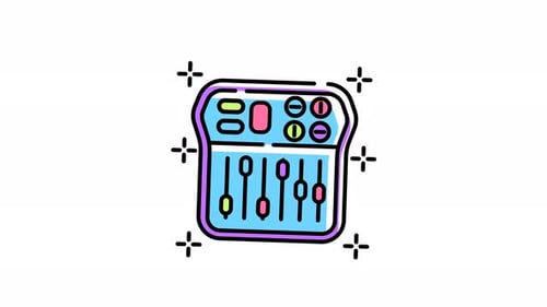 Animated Decorative Audio Mixer with Moving Faders