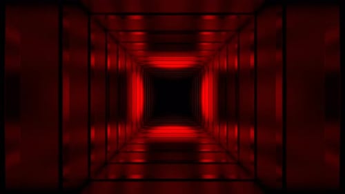 Roter minimalistischer quadratischer Fantasy-Korridor-Hintergrund Vj Loop In 4K