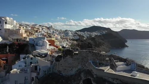 Vista aérea de Oia, Santorini, Grecia