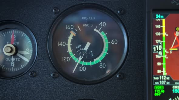 Classic Standby Airspeed Indicator on Airplane Instrument Panel - CU ...