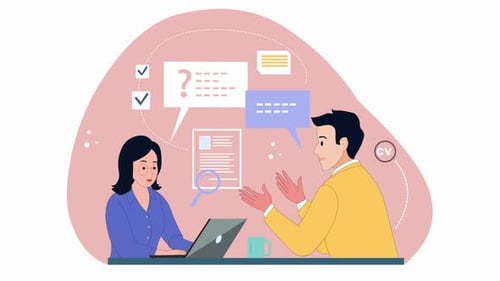 Flat Design Animated Business Interview Discussion