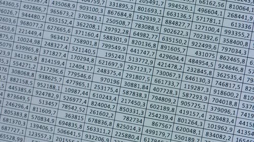 Finance Data Closeup of Financial Cash Flow Stocks Bitcoin Data on PC Screen Tax Report Year