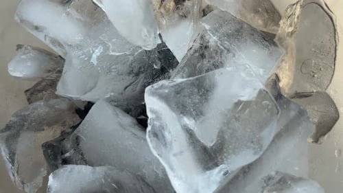 Shiny Ice Cubes in a Close Up Shot