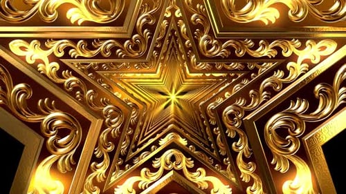 Golden Ornate Star Tunnel Animation for Celebrations and Awards